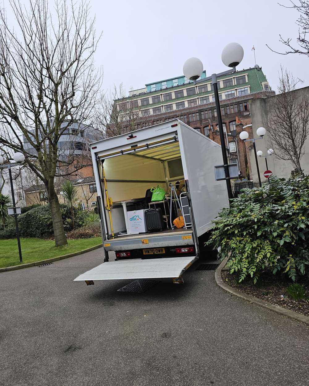 Luton van loaded with luggage and furniture near central London